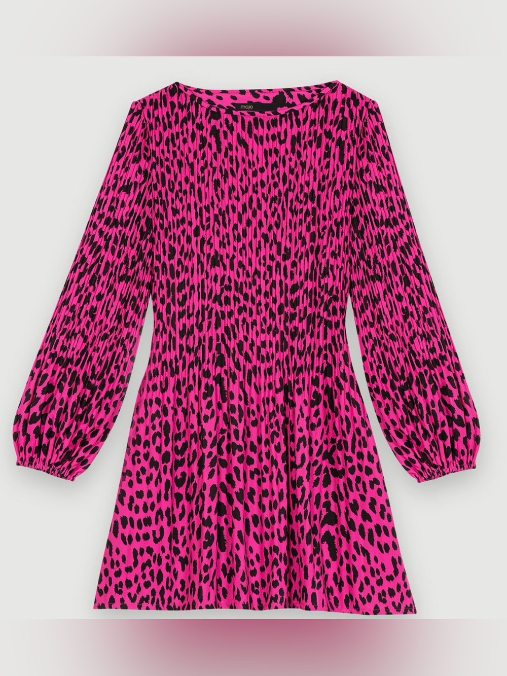 Maje hot pink leopard-print plissé